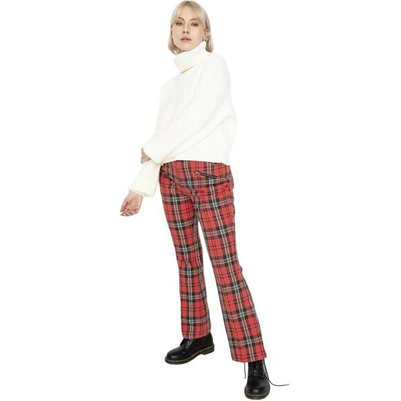 RVCA Pants - RVCA x STELLA MAXWELL Ramone Red Plaid Midrise Pant size 28